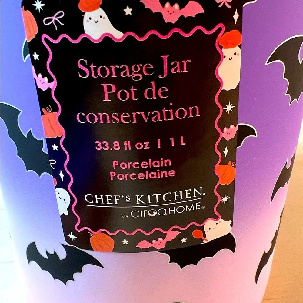 Purple and Pink Bat-Themed Textired Jar
